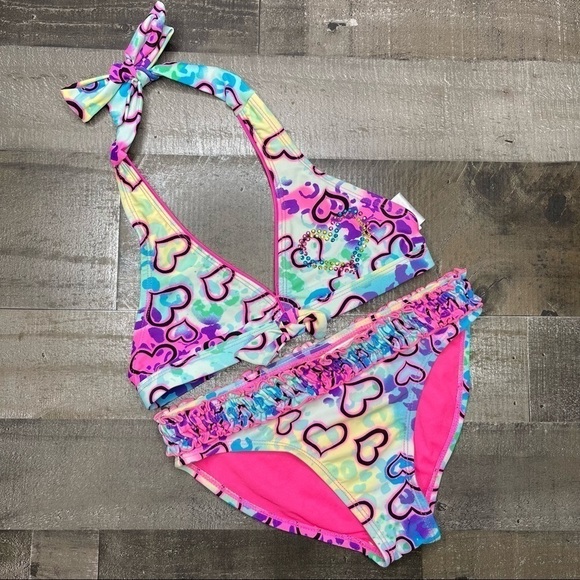 Angel Beach Heart Pattern Bikini Set size 8 - Picture 1 of 9